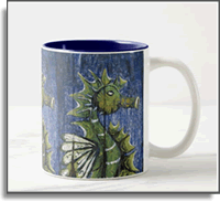 Adorable Blue and Green Seahorse 2 Tone Coffee Mug